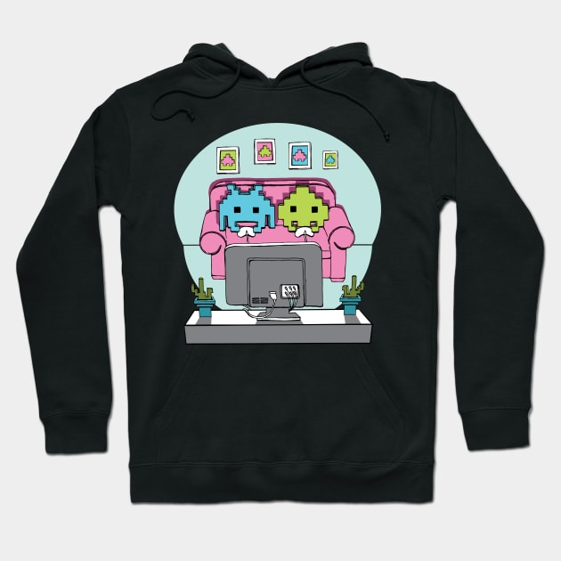 Space Invader Couch Gamers Gamer Gift Hoodie by atomguy